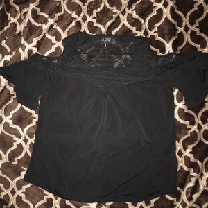 Black Shoulder Cut Blouse